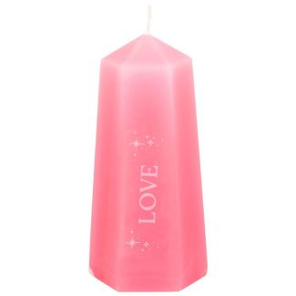 Love Crystal Candle with Rough Rose Quartz