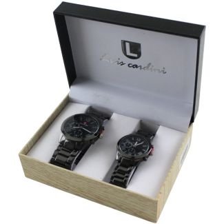 Luis Cardini His & Her Watch Gift Set - Black (2483)