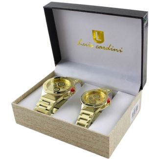 Luis Cardini His & Her Watch Gift Set - Gold (2498)