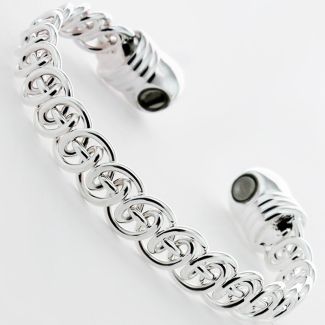 Magnetic Bangle - Twined Silver (M)
