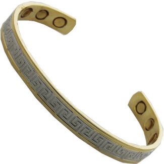 Magnetic Bangle - Two Tone Aztec Design (M)