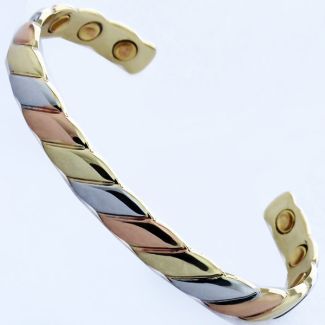 Magnetic Bangle - Plaited Three Tone (M)