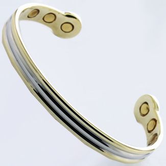 Magnetic Bangle - Two Tone Grooves Design (M)