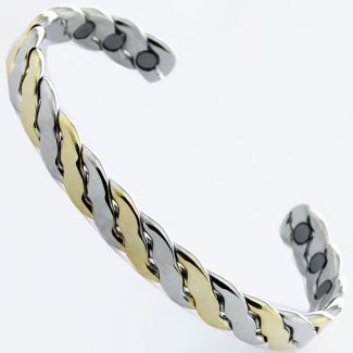 Magnetic Bangle - Plaited Two Tone Design (M)