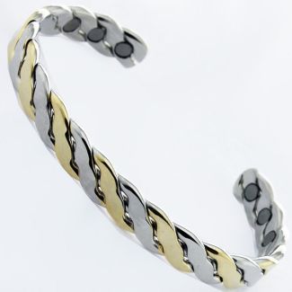 Magnetic Bangle - Plaited Two Tone Design (L)