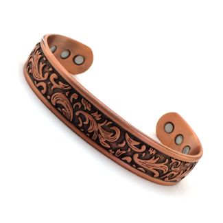 Wholesale Magnetic Bangle Leaf Design With 6 Magnets - Copper (M)