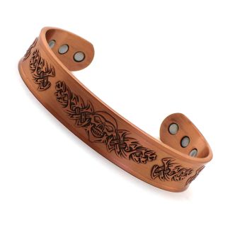 Wholesale Magnetic Bangle Tribal Skull Design With 6 Magnets - Copper (M)