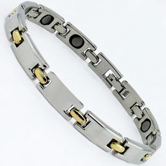 Magnetic Bracelet With 10 Magnets - Silver With Gold Links