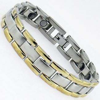 Magnetic Bracelet With 15 Magnets - Two Tone Big Links