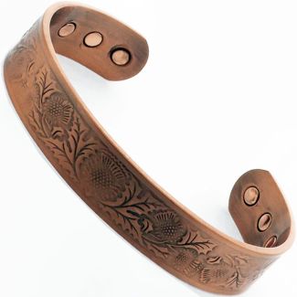 Magnetic Copper Bangle - Leaves Design (L)