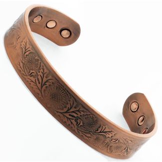 Magnetic Copper Bangle - Leaves Design (M)