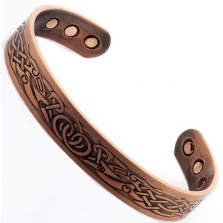 Magnetic Copper Bangle - Phoenix Design (M)