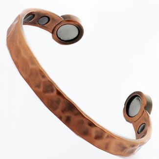 Bio Copper Magnetic Bangle - Hammered Design (M)