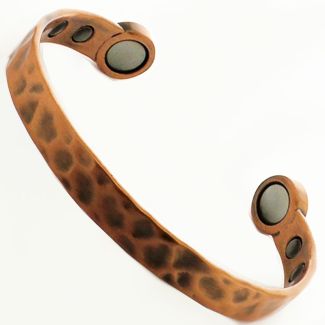 Bio Copper Magnetic Bangle - Hammered Design (L)