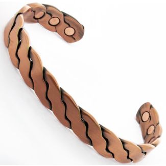 Magnetic Copper Bangle - Plaited (L)
