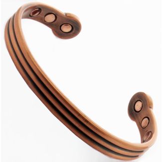 Magnetic Copper Bangle - Grooves Design (M)