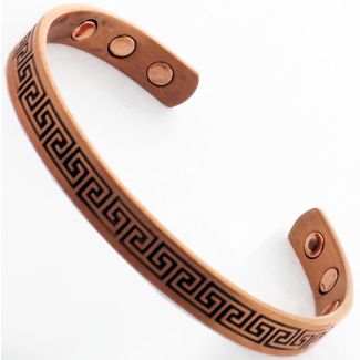 Magnetic Copper Bangle -  Aztec Design (M) 