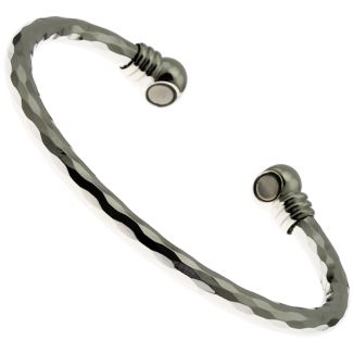 Magnetic Bangle - Silver Diamond Pattern (M)