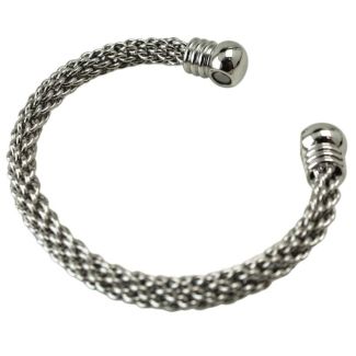 Magnetic Adjustable Silver Twisted Bangle (One Size)
