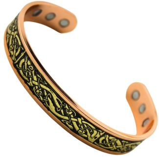 Magnetic Copper Bangle – Celtic Phoenix Design (Gold)