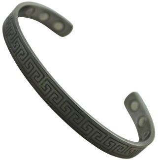 Magnetic Copper Bangle – Greek Key Design