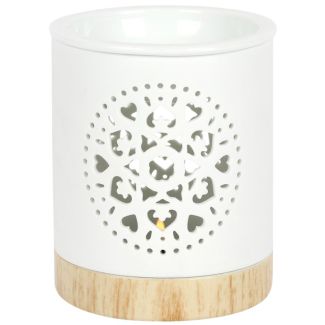 Mandala Cut Out Oil Burner - White (11cm)