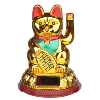 Maneki Neko Golden Lucky Waving Cat Solar Pal