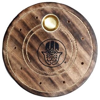 Mango Wood Round Hamsa Ashcatcher