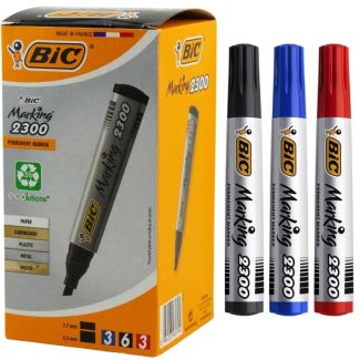 BiC Marking 2300 Permanent Markers - Black, Blue and Red Assortment