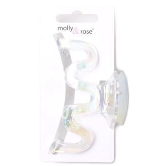 Clear Iridescent Wavy Hair Clamp - 9cm