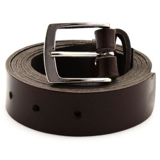 Men's 1 Inch Wide Shiny Genuine Leather Belts - Dark Brown (Medium)