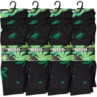 Men's Cotton Blend Leaf Pattern Socks - Black - Pack of 3 Pairs