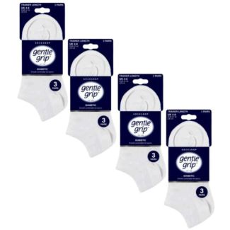 Ladies Diabetic Gentle Grip Trainer Socks (3 Pack) - White