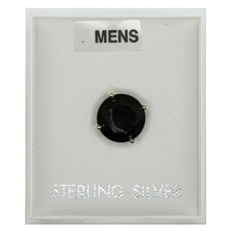 Men's  Black Sterling Silver Round CZ Stud 7 mm