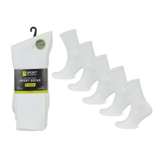 Men's 5 Pack White Premium Sport Socks