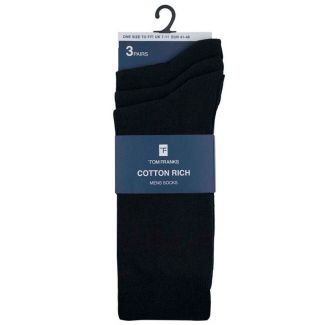 Men's Black Cotton Rich Socks - Tom Franks (3 Pair Pack) 