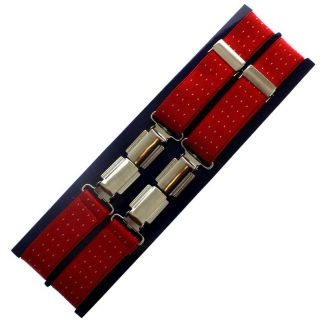 Men's Braces Red with Dots Design