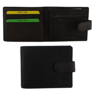 Men's Florentino Leather Wallet With Closure Button - Brown