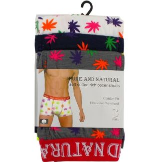 Wholesale Men's Leaf Design Boxer Shorts (3 Pack) - Large