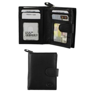 Men's Leather Wallet With Closure Button - Black 