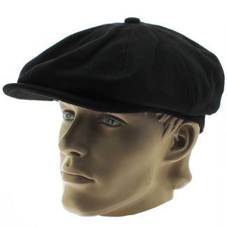 Men's 8-Panel Flat Caps - Black