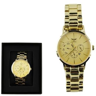 Men's NY London Round Metal Bracelet Watch - Gold 