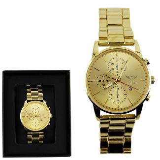 Wholesale Men's NY London Round Metal Bracelet Watch - Gold 