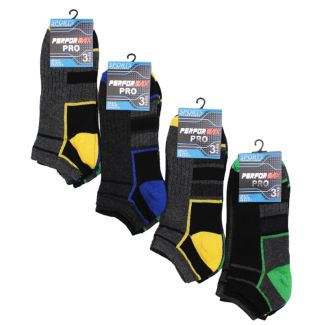 Men's Performax Pro Black Trainer Socks (3 Pair Pack) - Striped Design (6-11)