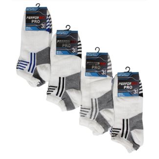 Men's Performax Pro White Trainer Socks (3 Pair Pack) - Striped Design (6-11)