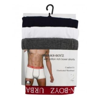 Wholesale Men's Plain Cotton Rich Boxer Shorts (3 Pack) - Asst. 