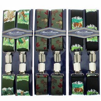 Men's Printed 35mm Braces - Wild Animals Design Assorted