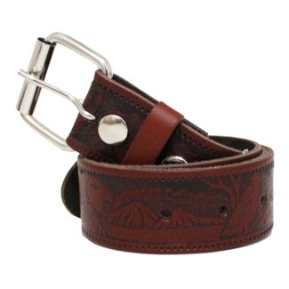 Wholesale Men's Roller Buckle Eagle Embossed Leather Belts 1.5" Wide