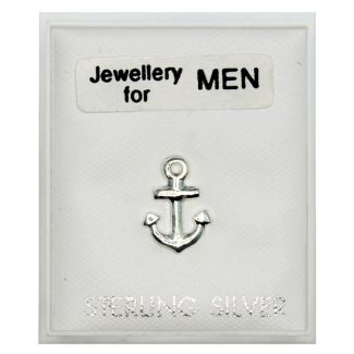 Men's Sterling Silver Anchor Stud