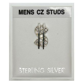 Men's Sterling Silver Dollar Stud